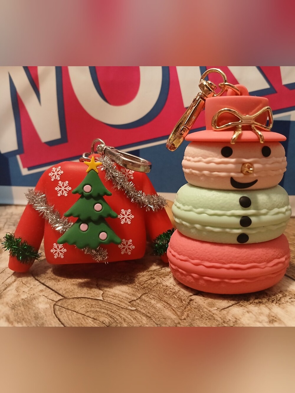 Holiday Macaron Snowman & UGLY Christmas Sweater Pocketbac Holder